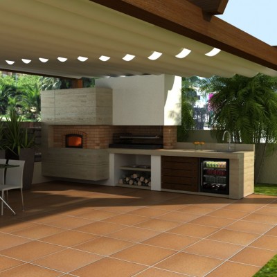 Barbacoa de diseño con horno